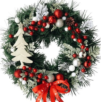 WIANEK ŚWIĄTECZNY STROIK NA DRZWI CHOINKA BOMBKI