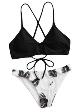 IC92211 *SHEIN DWUCZĘŚCIOWY STRÓJ KĄPIELOWY BIKINI TROPIKALNY WZÓR M