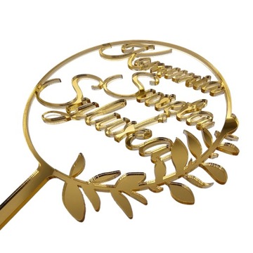 Топпер к первому причастию с именем, золотой, на торт, Святое Причастие, ИМЯ, золотое зеркало