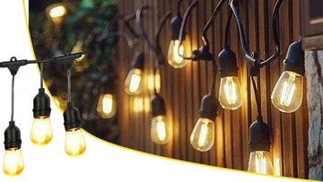 GIRLANDA ŚWIETLNA ZEWNĘTRZNA OGRODOWA LED LAMPKI ZEWNĘTRZNE ŻARÓWKI 5M 230V