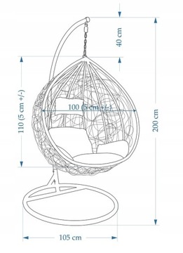 ПОДВЕСНОЙ СТУЛ COCOON СВОБОДНО СТОЯЩИЕ САДОВЫЕ КАЧЕЛИ КОРЗИНА-КАЧАЛКА СЕРЫЙ