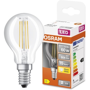 Żarówka LED MAŁA KULKA E14 5,5W = 60W 2700K OSRAM