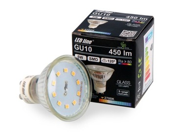 Żarówka LED GU10 5W 230V 120° 2700K biała ciepła