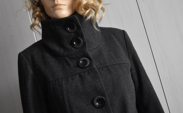 Płaszcz wełniany 34 XS zimowy wełna 60% do kolan Orsay midi elegancki pasek