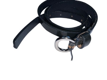 Max Mara CIENKI SKÓRZANY PASEK BLACK