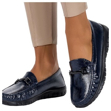 PÓŁBUTY MOKASYNY DAMSKIE WSUWANE LEKKIE PŁASKIE ZE SKÓRZANĄ WKŁADKĄ r 40