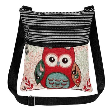 Ga-CROSSBODY BAG FOR WOMAN CANVAS OWL PRINTED TOTE