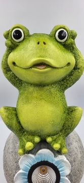 Садовая статуэтка Большая лягушка на камне Солнечная светодиодная лампа 36 см