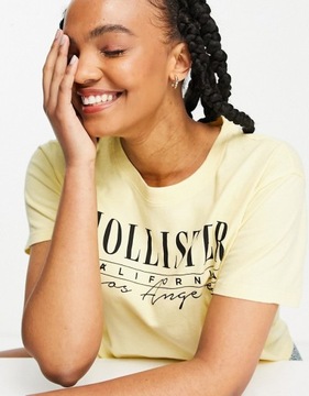 HOLLISTER ŻÓŁTY KRÓTKI T-SHIRT PRINT (XS)