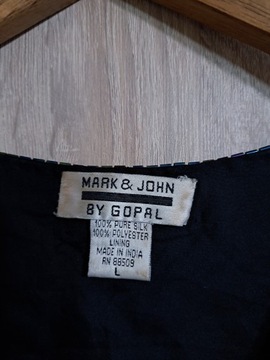 MARK & JOHN by Gopal bluzka VINTAGE 100% jedwab KORALIKI cekiny L