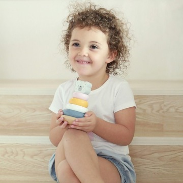 VIGA ДЕРЕВЯННАЯ ПИРАМИДА БАШНЯ ПОЛЯРНЫЙ СОРТИРОВЩИК СЕНСОРНАЯ ПАЗЛ МЕДВЕДЬ