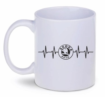 Kubek 330ml biały D248 SKODA LINIA ŻYCIA EKG