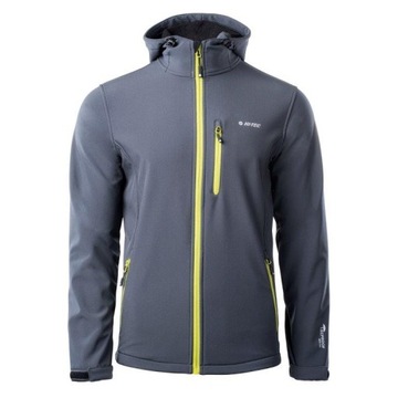 Kurtka męska Softshell CAEN MOON SZARY/ZIELONOŻÓŁTA - Rozmiar XL