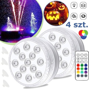 WODOSZCZELNE LAMPY LED, WIELOKOLOROWE, Z PILOTEM ZDALNEGO STEROWANIA, 13LED