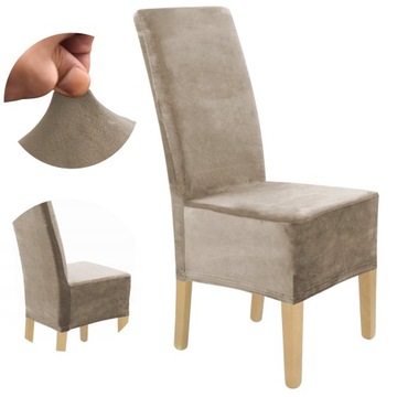 POKROWIEC NA KRZESŁO XXL BEŻ CAPPUCCINO WELUR ELASTYCZNY