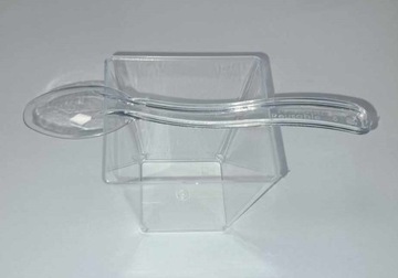 Pucharki do deserów kwadratowe FINGERFOOD 120ml z łyżeczkami 50szt KOMPLET