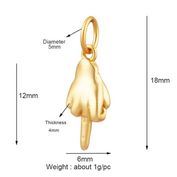 Buddha Hamsha Evil Eye Hand Charm , 18K Real Gold