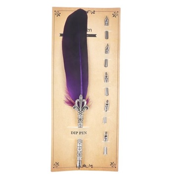 1 Set Multicolor Retro Quill Dip Pen Turkey Feather Pen Quill Oblique 5