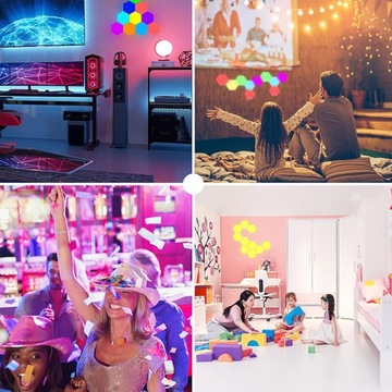 ЦВЕТНАЯ НАСТЕННАЯ ЛАМПА УКРАШЕНИЕ ШЕСТИГРАННЫЙ СВЕТОДИОД RGB SMART APP ПУЛЬТ ДИСТАНЦИОННОГО УПРАВЛЕНИЯ X10