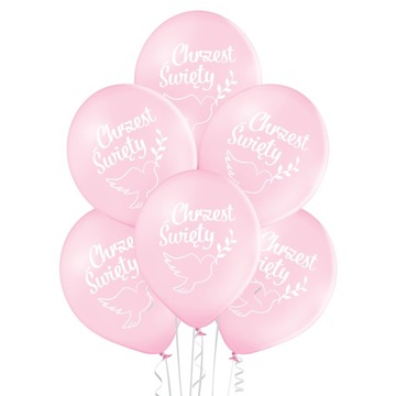 Balony Chrzest Święty Dziewczynka różowy 30cm 6szt