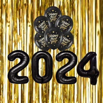ZESTAW DEKORACJI BALONY SYLWESTER 2024 12SZT