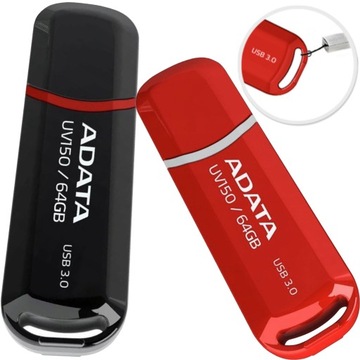 БЫСТРЫЙ Флеш-накопитель ADATA 64 ГБ UV150 USB 3.0 90 Мбит/с