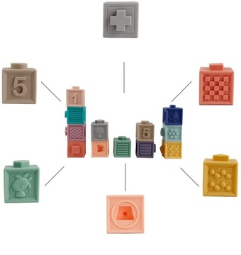 МЯГКИЕ СЕНСОРНЫЕ БЛОКИ ДЛЯ ДЕТЕЙ, НАБОР 12 ШТ.