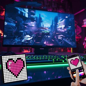 WYŚWIETLACZ LED PIXEL ART PROGRAMOWALNY PANEL LED PIXEL ZE STEROWANIEM
