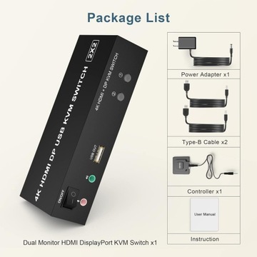 ПЕРЕКЛЮЧАТЕЛЬ KVM ПЕРЕКЛЮЧАТЕЛЬ HDMI 2 РАЗДЕЛИТЕЛЯ 4 ПОРТА