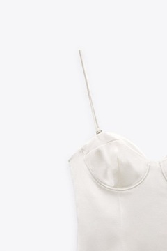 SATYNOWE BODY NA RAMIĄCZKACH ZARA BIAŁE 38/M nowe