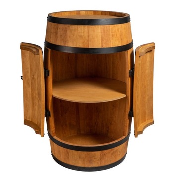 Drewniany barek z beczki z drzwiczkami kolor dąb