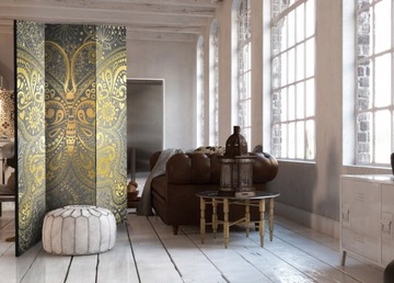 PARAWAN 3-CZĘŚCIOWY Z ZŁOTYM MOTYLEM 172 x 135 CM