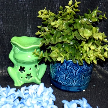 KOMINEK CERAMICZNY NA OLEJEK LUB WOSK ŻABA ZIELONY