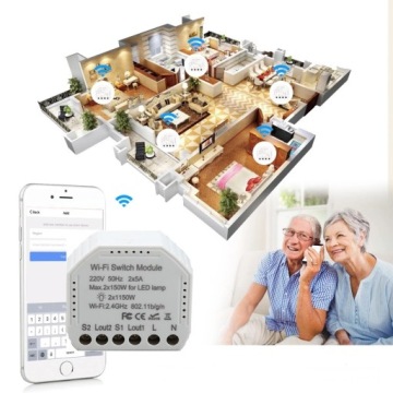 КНОПОЧНЫЙ ПЕРЕКЛЮЧАТЕЛЬ 2-КАНАЛЬНЫЙ WIFI ЦЕПИ TUYA