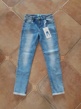 SPODNIE jeansowe cyrkonie zip M 38