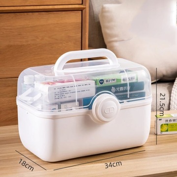 Large Capacity Family Medicine Organizer Box Portable First Aid Kit