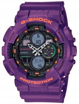 Sportowy zegarek męski na pasku Casio G-Shock GA-140 Fioletowy WR200