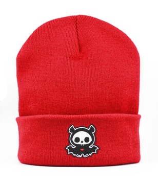 czapka beanie SKELANIMALS czerwona goth nietoperz