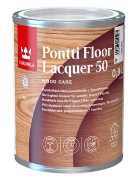 TIKKURILA PONTTI FLOOR LACQUER 0,9L BEZBARWNY PÓŁPOŁYSKOWY LAKIER DO PODŁÓG