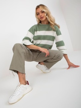 Spodnie jeans z szeroką nogawką wide leg khaki M