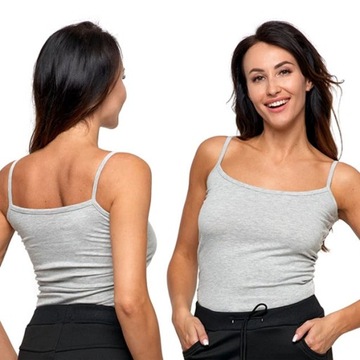 PODKOSZULEK DAMSKI Szary Top Cienkie Ramiączka r. XL