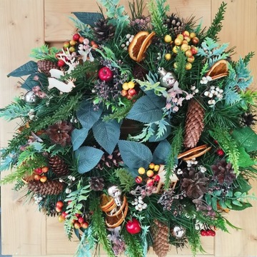 Wianek wieniec bożonarodzeniowy świąteczny 45 cm naturalny duży
