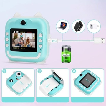 ЦИФРОВАЯ КАМЕРА Мгновенного действия с ЖК-дисплеем и принтером для детей, игровые ролики для печати