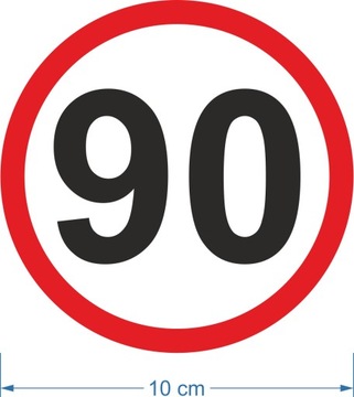 Наклейка Знак «ОГРАНИЧЕНИЕ СКОРОСТИ 90 км/ч» 10 см