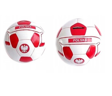 SKARBONKA PIŁKA CERAMICZNA XXXL POLSKA BIAŁO-CZERW