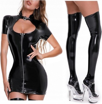 SEX KOMPLET SEXY SUKIENKA i POŃCZOCHY EROTYCZNA SM