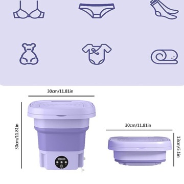 МИНИ-СТИРАЛЬНАЯ МАШИНА ДЛЯ БЕЛЬЯ И НОСКОВ, СКЛАДНАЯ, ЭФФЕКТИВНАЯ, ПОРТАТИВНАЯ, 8 Л, ПУРПУРНЫЙ