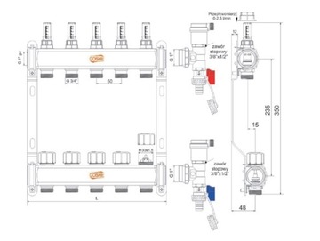 КОЛЛЕКТОР GOSHE INOX R-5 С РАСХОДОМЕРАМИ