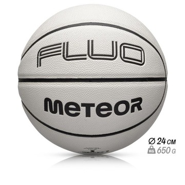 Баскетбольный мяч Meteor Fluo белый/неоново-синий 7