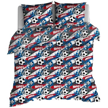POŚCIEL 160x200 BAWEŁNA 100% RED BLUE FOOTBALL